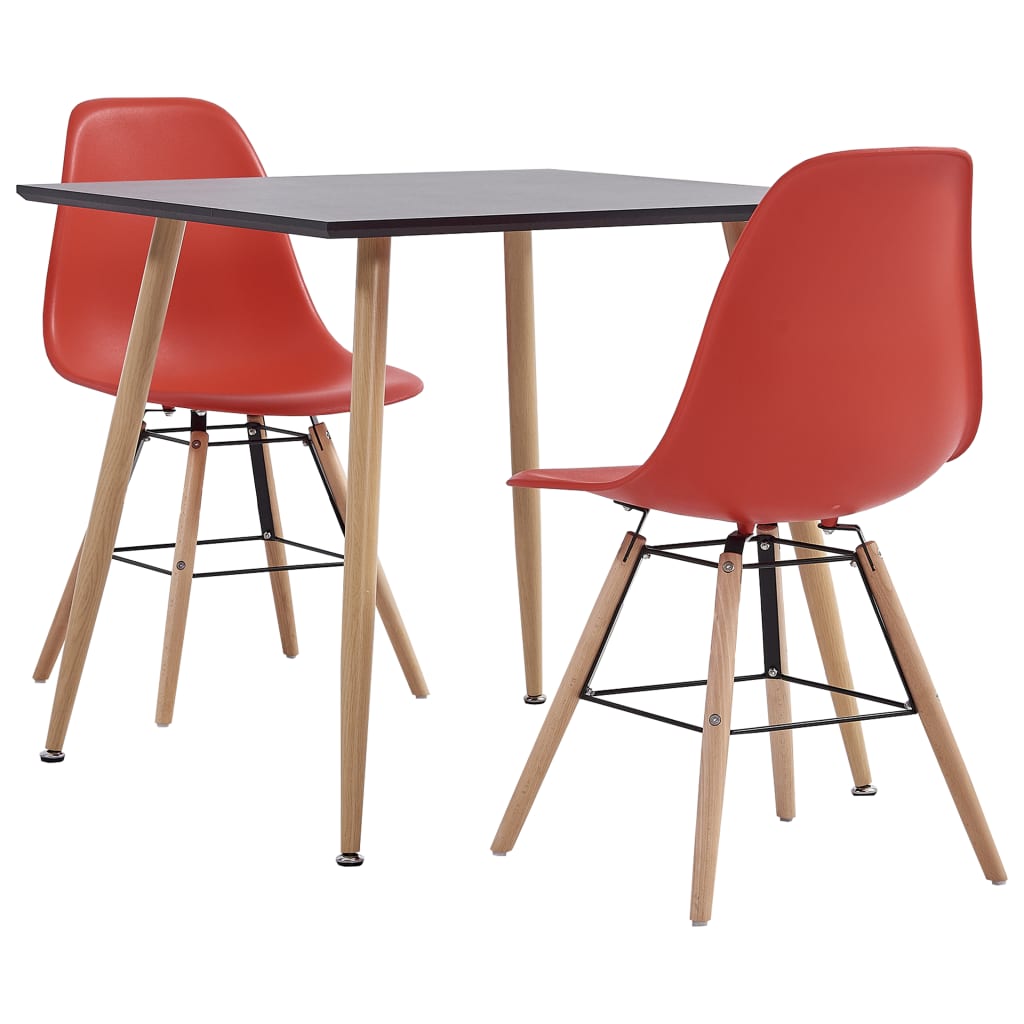 Berkfield 3 Piece Dining Set Plastic Red