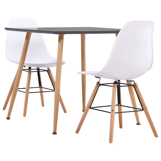 Berkfield 3 Piece Dining Set Plastic White