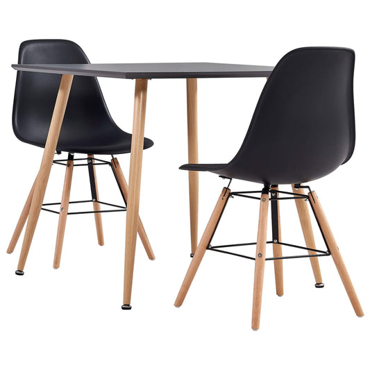 Berkfield 3 Piece Dining Set Plastic Black