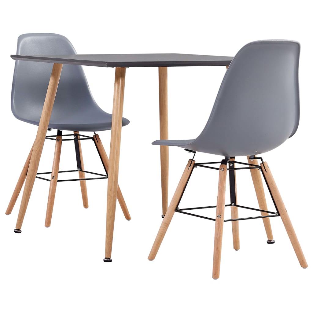 Berkfield 3 Piece Dining Set Plastic Grey