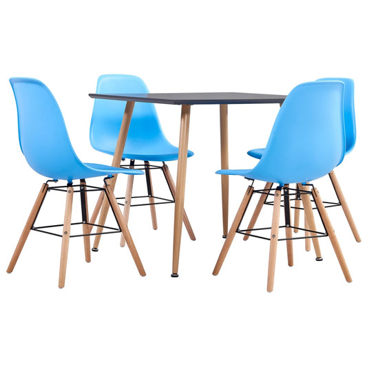 Berkfield 5 Piece Dining Set Plastic Blue