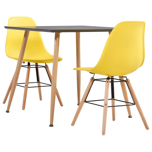 Berkfield 3 Piece Dining Set Plastic Yellow