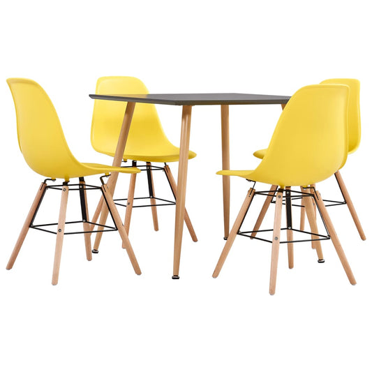Berkfield 5 Piece Dining Set Plastic Yellow
