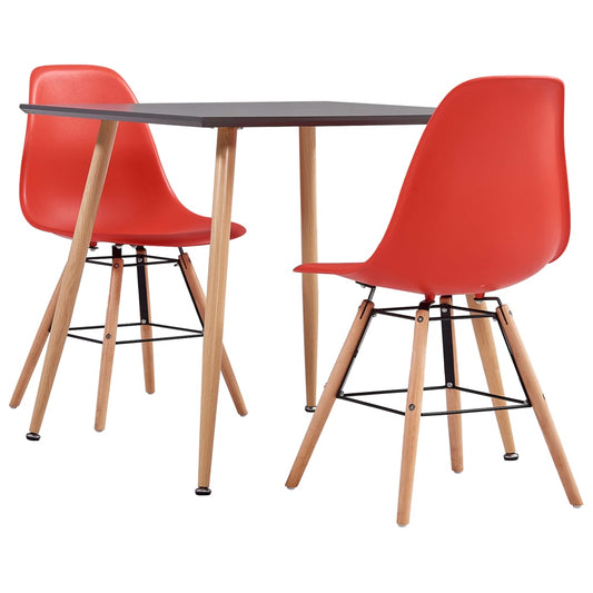 Berkfield 3 Piece Dining Set Plastic Red