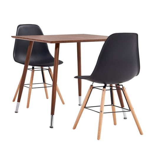 Berkfield 3 Piece Dining Set Plastic Black