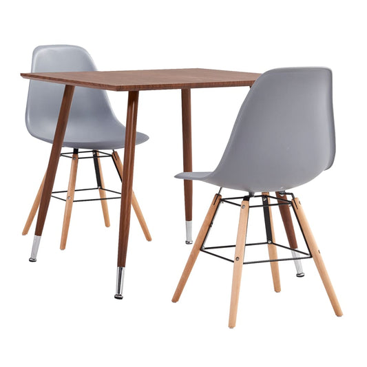 Berkfield 3 Piece Dining Set Plastic Grey