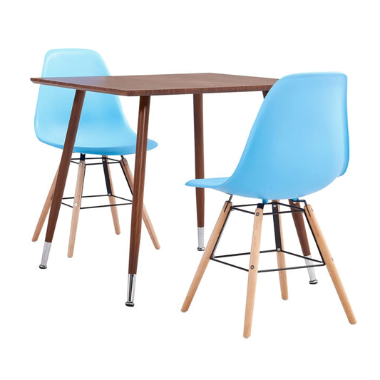Berkfield 3 Piece Dining Set Plastic Blue