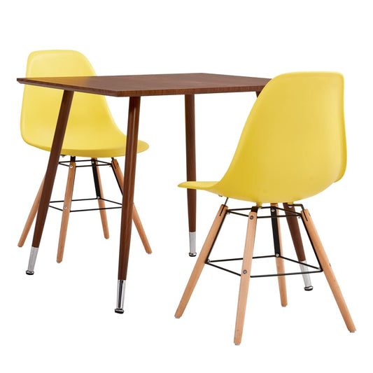 Berkfield 3 Piece Dining Set Plastic Yellow