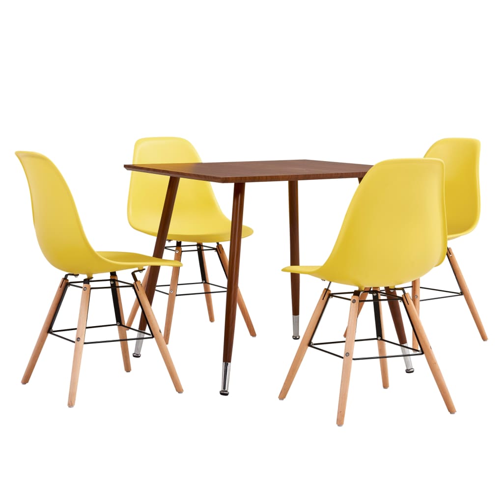 Berkfield 5 Piece Dining Set Plastic Yellow