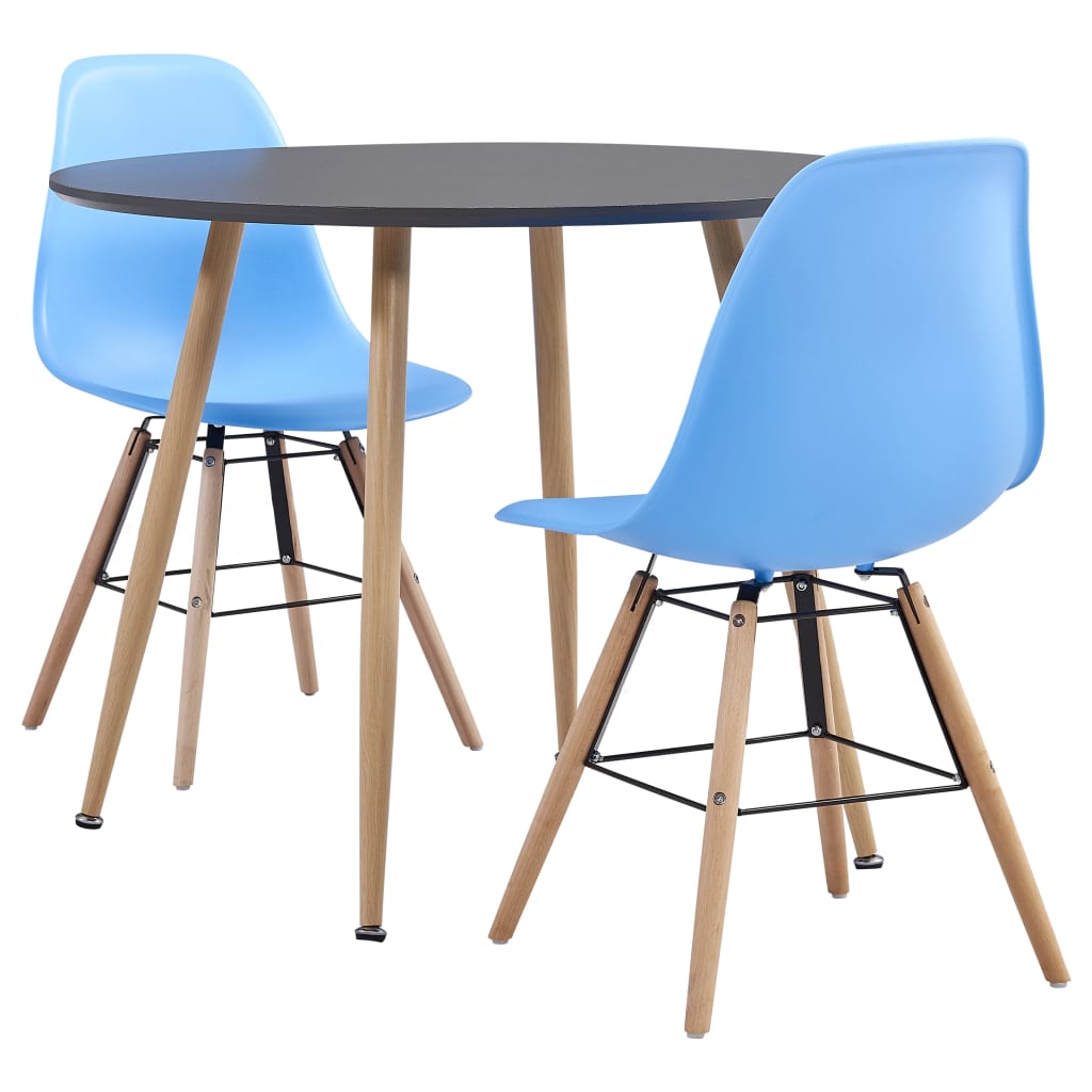 Berkfield 3 Piece Dining Set Plastic Blue