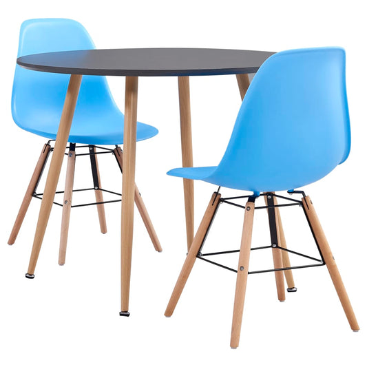 Berkfield 3 Piece Dining Set Plastic Blue
