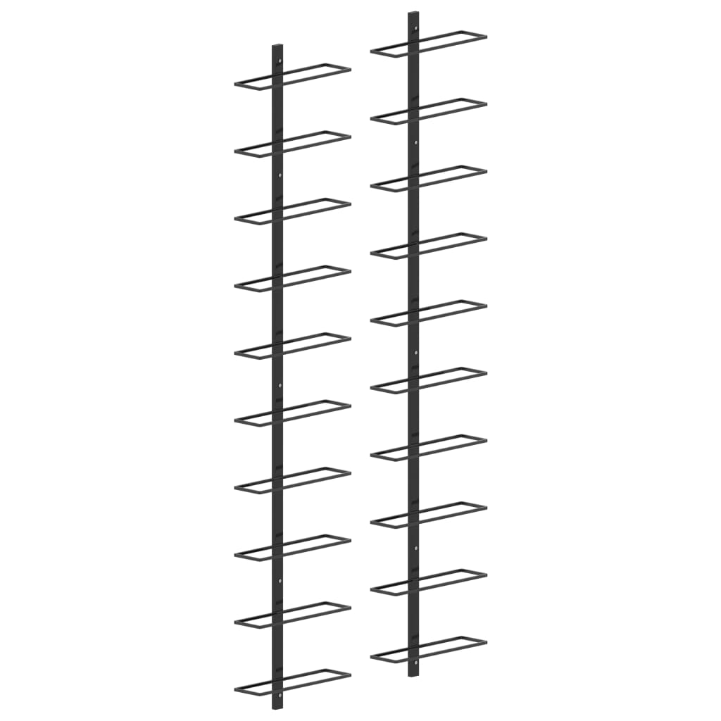 Berkfield Wall-mounted Wine Racks for 20 Bottles 2 pcs Black Metal