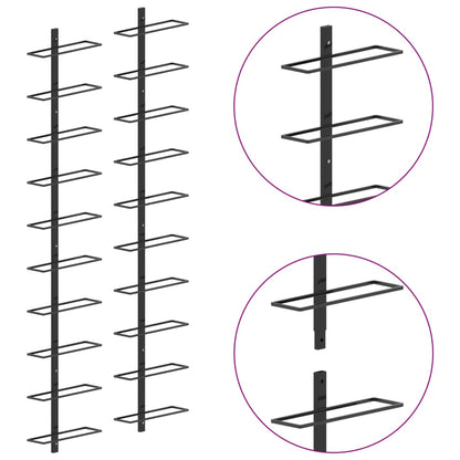 Berkfield Wall-mounted Wine Racks for 20 Bottles 2 pcs Black Metal