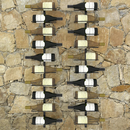 Berkfield Wall-mounted Wine Racks for 20 Bottles 2 pcs Black Metal