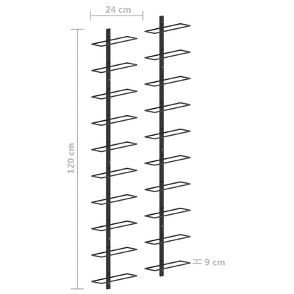 Berkfield Wall-mounted Wine Racks for 20 Bottles 2 pcs Black Metal
