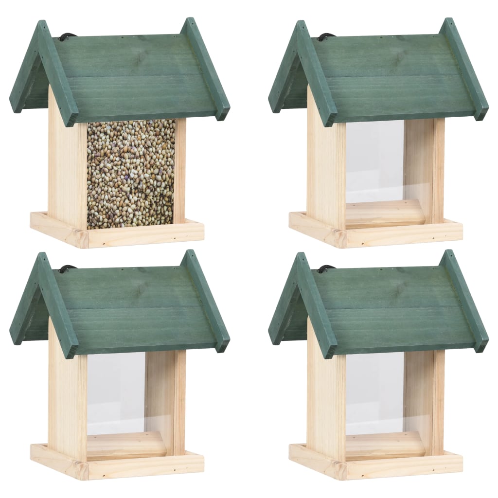 Berkfield Bird Feeders 4 pcs Firwood