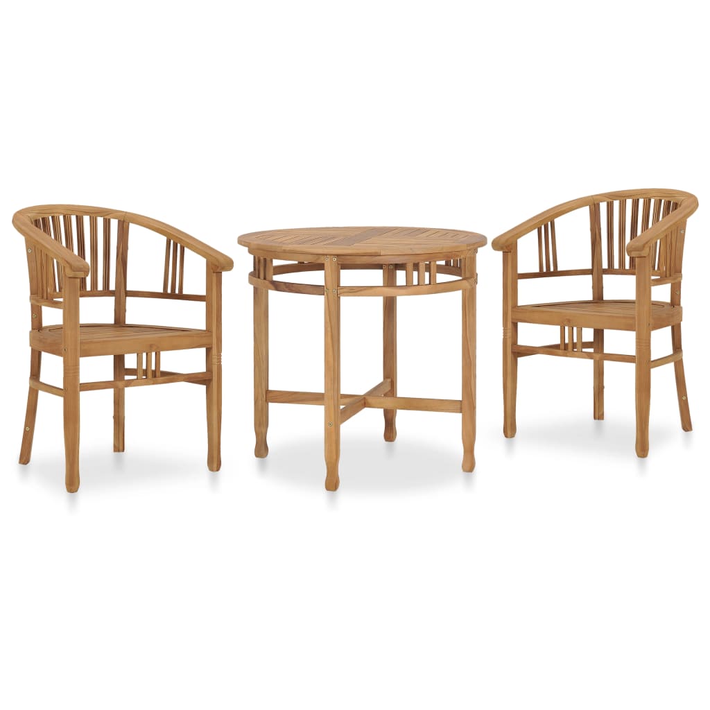 Berkfield 3 Piece Garden Dining Set Solid Teak Wood