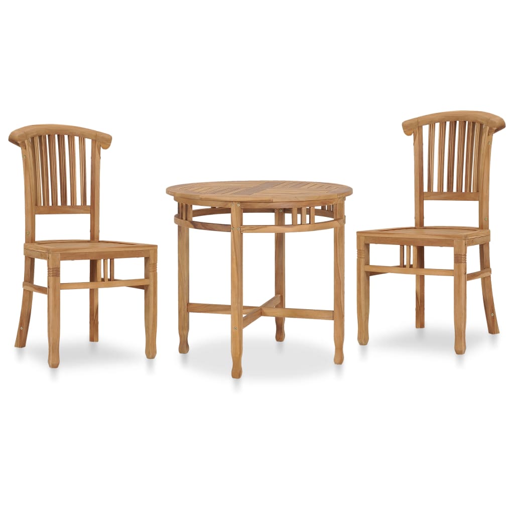 Berkfield 3 Piece Garden Dining Set Solid Teak Wood