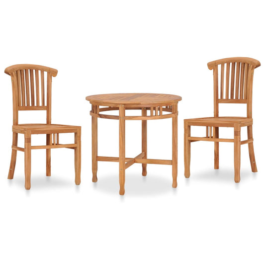 Berkfield 3 Piece Garden Dining Set Solid Teak Wood