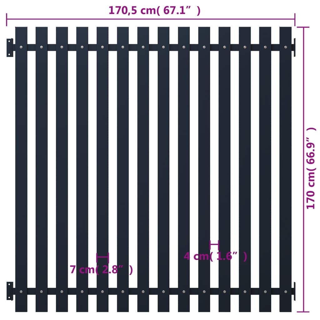 Berkfield Fence Panel Anthracite 170.5x170 cm Powder-coated Steel