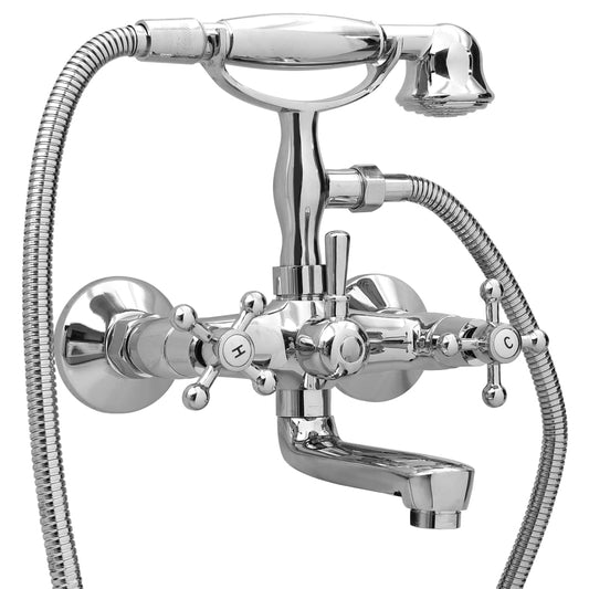 Berkfield 2-Handle Bathtub Faucet + Hand Shower Diverter Chrome Retro