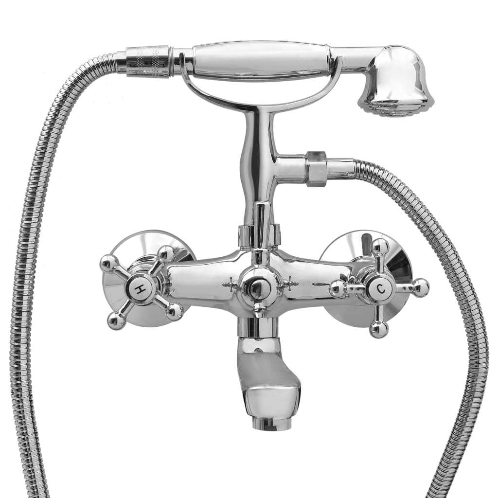 Berkfield 2-Handle Bathtub Faucet + Hand Shower Diverter Chrome Retro