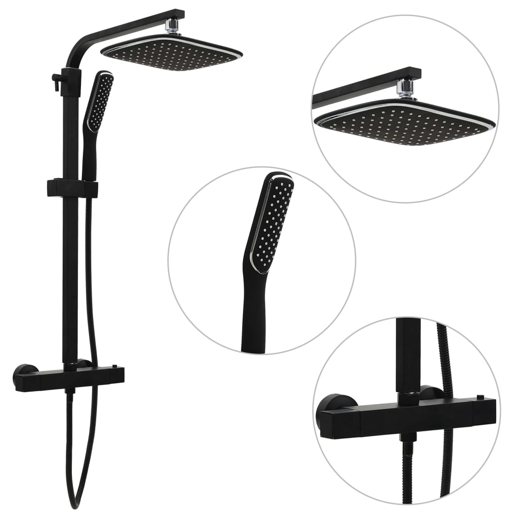 Berkfield Dual Head Shower Set with Mixer and Hose Black