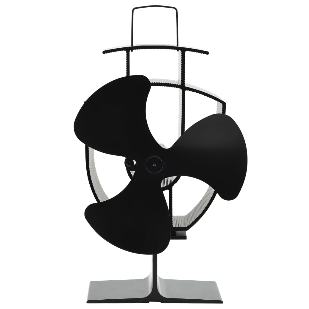 Berkfield Heat Powered Stove Fan 3 Blades Black