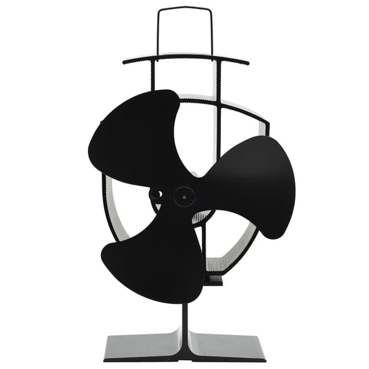 Berkfield Heat Powered Stove Fan 3 Blades Black