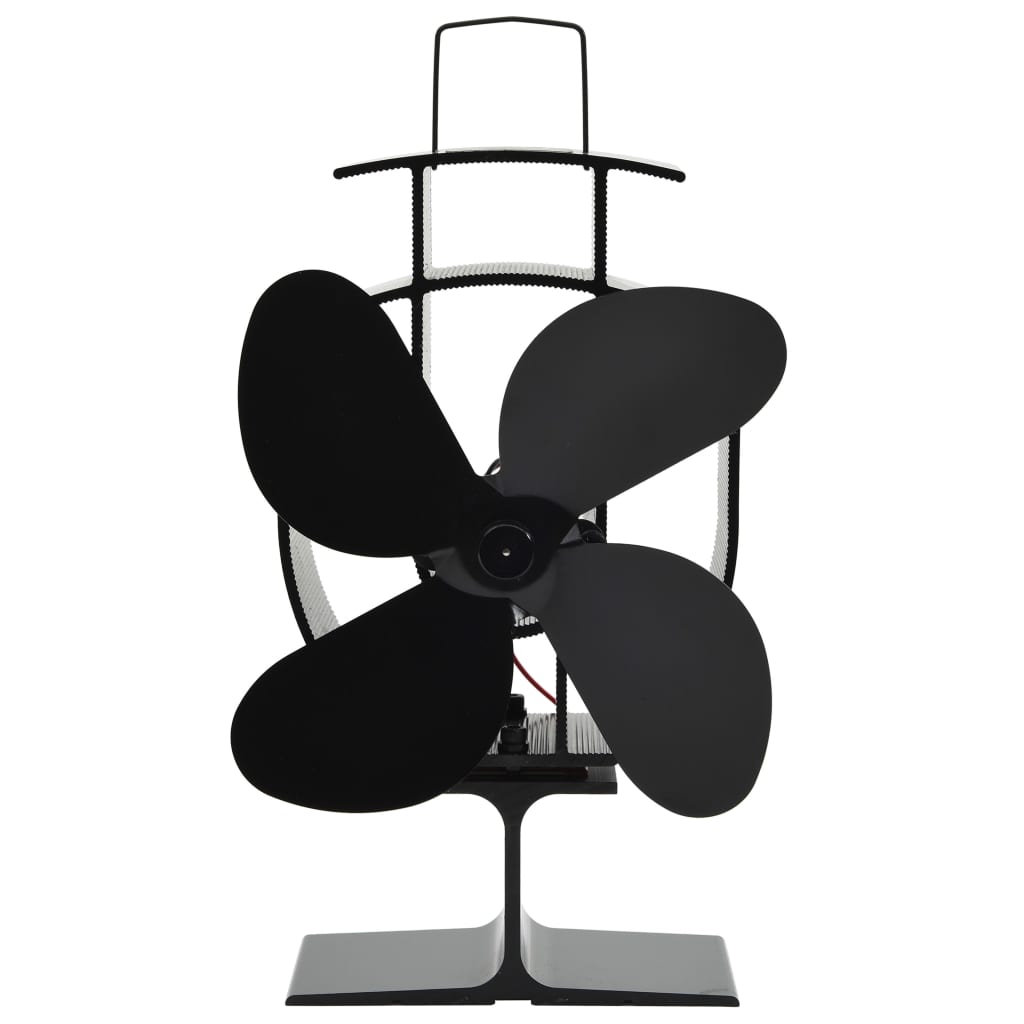 Berkfield Heat Powered Stove Fan 4 Blades Black