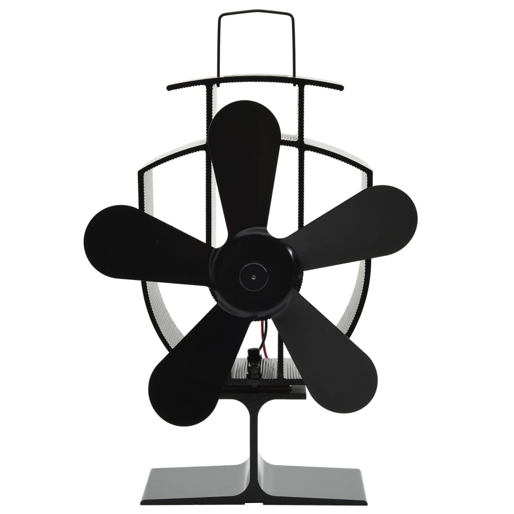 Berkfield Heat Powered Stove Fan 5 Blades Black