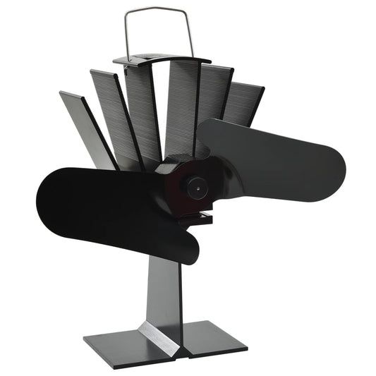 Berkfield Heat Powered Stove Fan 2 Blades Black