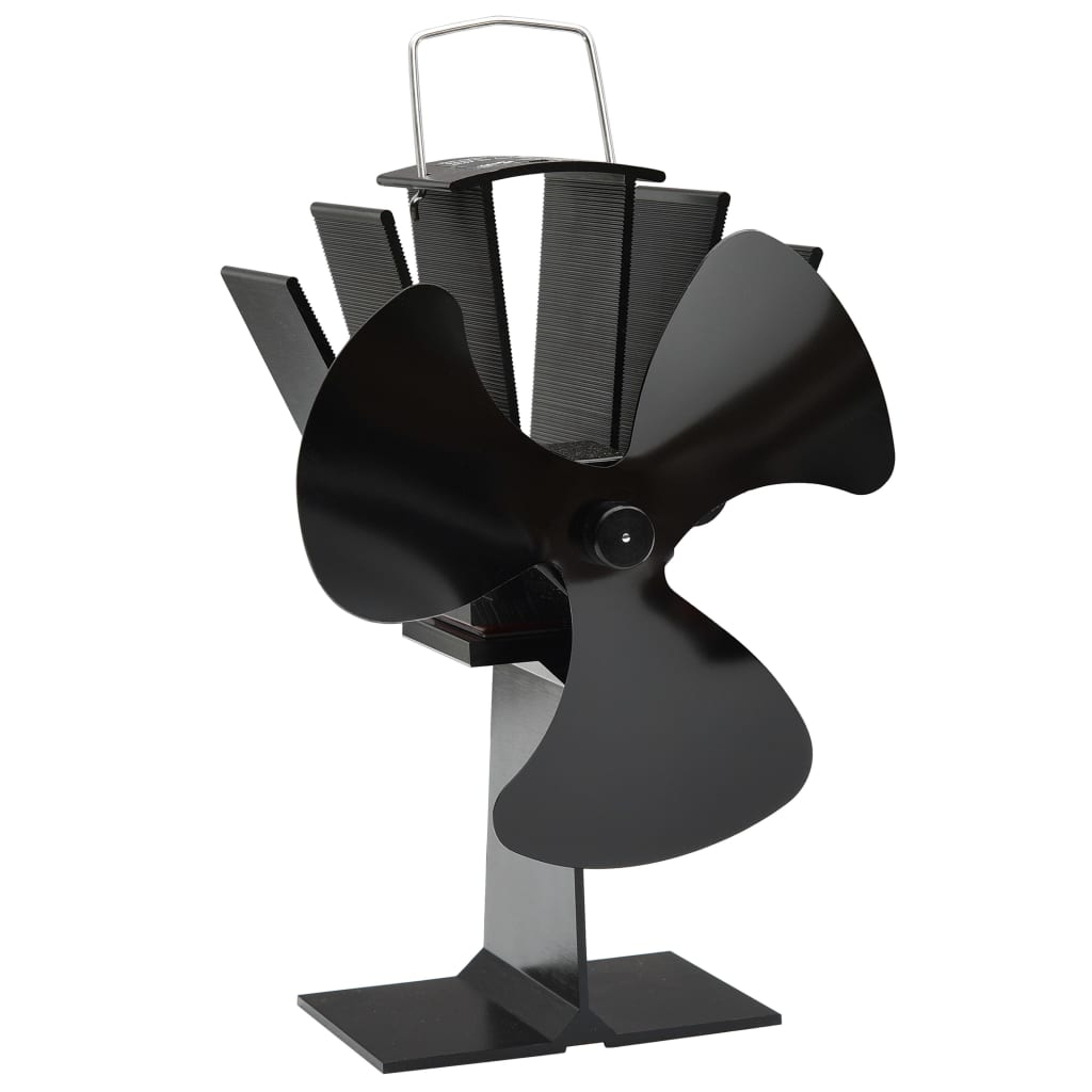Berkfield Heat Powered Stove Fan 3 Blades Black