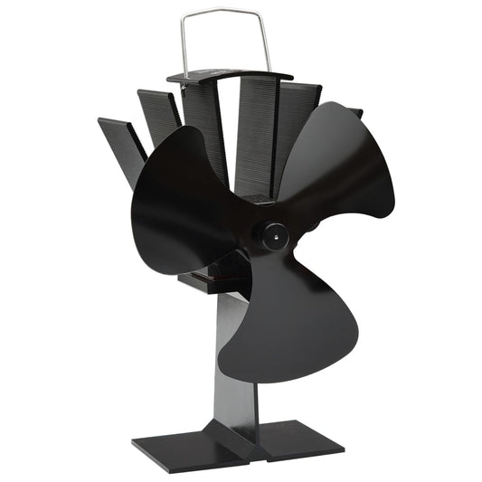 Berkfield Heat Powered Stove Fan 3 Blades Black