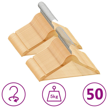 Berkfield 50 pcs Clothes Hanger Set Non-slip Hardwood