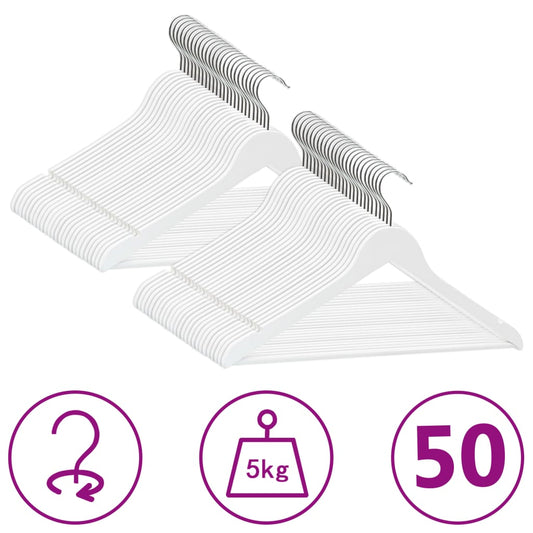 Berkfield 50 pcs Clothes Hanger Set Non-slip White Hardwood