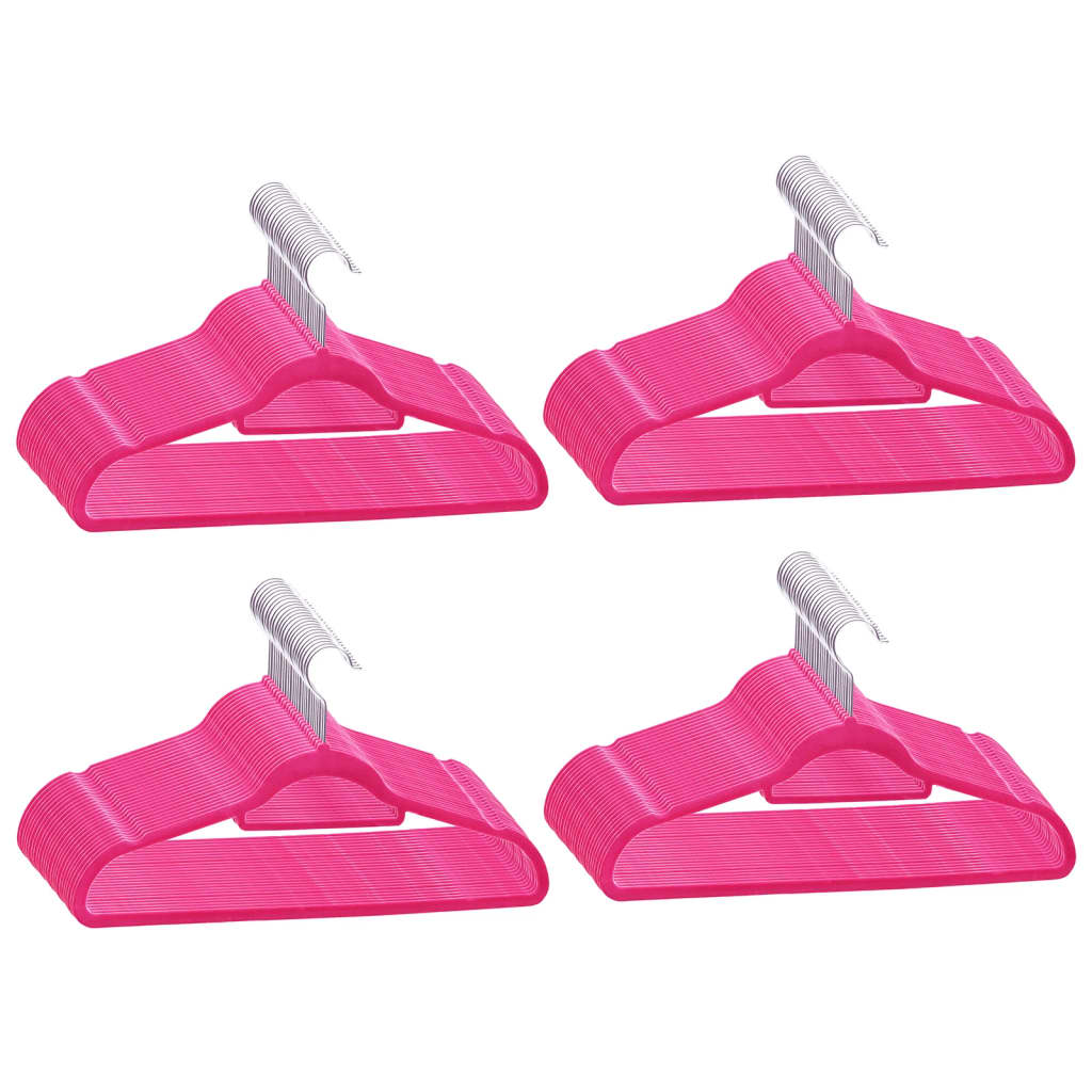 Berkfield 100 pcs Clothes Hanger Set Anti-slip Pink Velvet