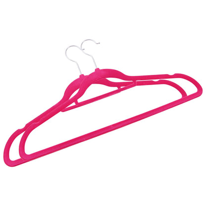 Berkfield 100 pcs Clothes Hanger Set Anti-slip Pink Velvet