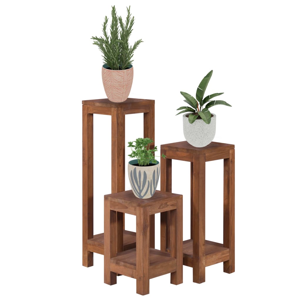 Berkfield Plant Stands 3 pcs Solid Teak Wood