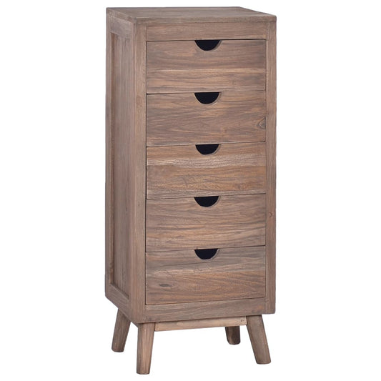 Berkfield Sideboard with 5 Drawers 40x30x100 cm Solid Teak Wood