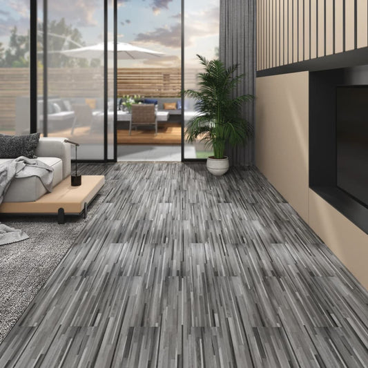 Berkfield PVC Flooring Planks 5.02 m�__ 2 mm Self-adhesive Striped Grey