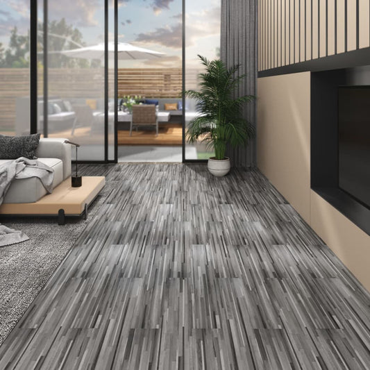 Berkfield PVC Flooring Planks 4.46 m�__ 3 mm Self-adhesive Striped Grey