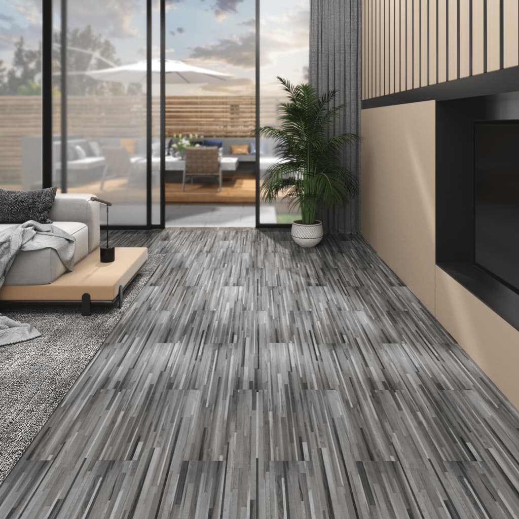 Berkfield Non Self-adhesive PVC Flooring Planks 4.46 m�__ 3 mm Striped Grey