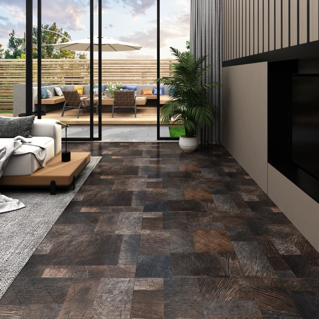 Berkfield PVC Flooring Plank Self-adhesive 5.11 m�__ Wood Structure Brown