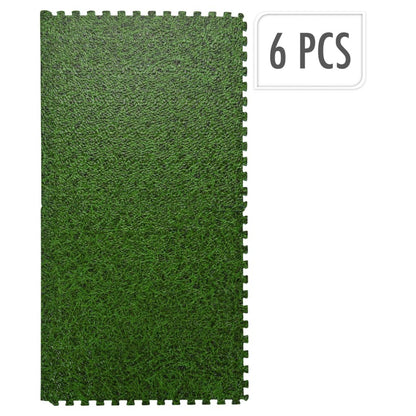 XQ Max Floor Mat Tiles Set Grass Print 6 pcs Green