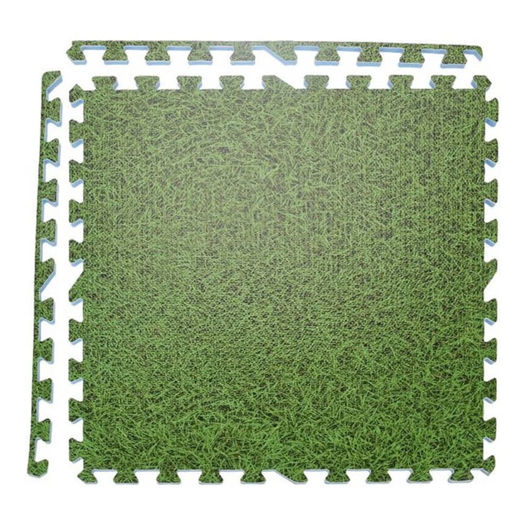 XQ Max Floor Mat Tiles Set Grass Print 6 pcs Green