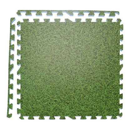 XQ Max Floor Mat Tiles Set Grass Print 6 pcs Green