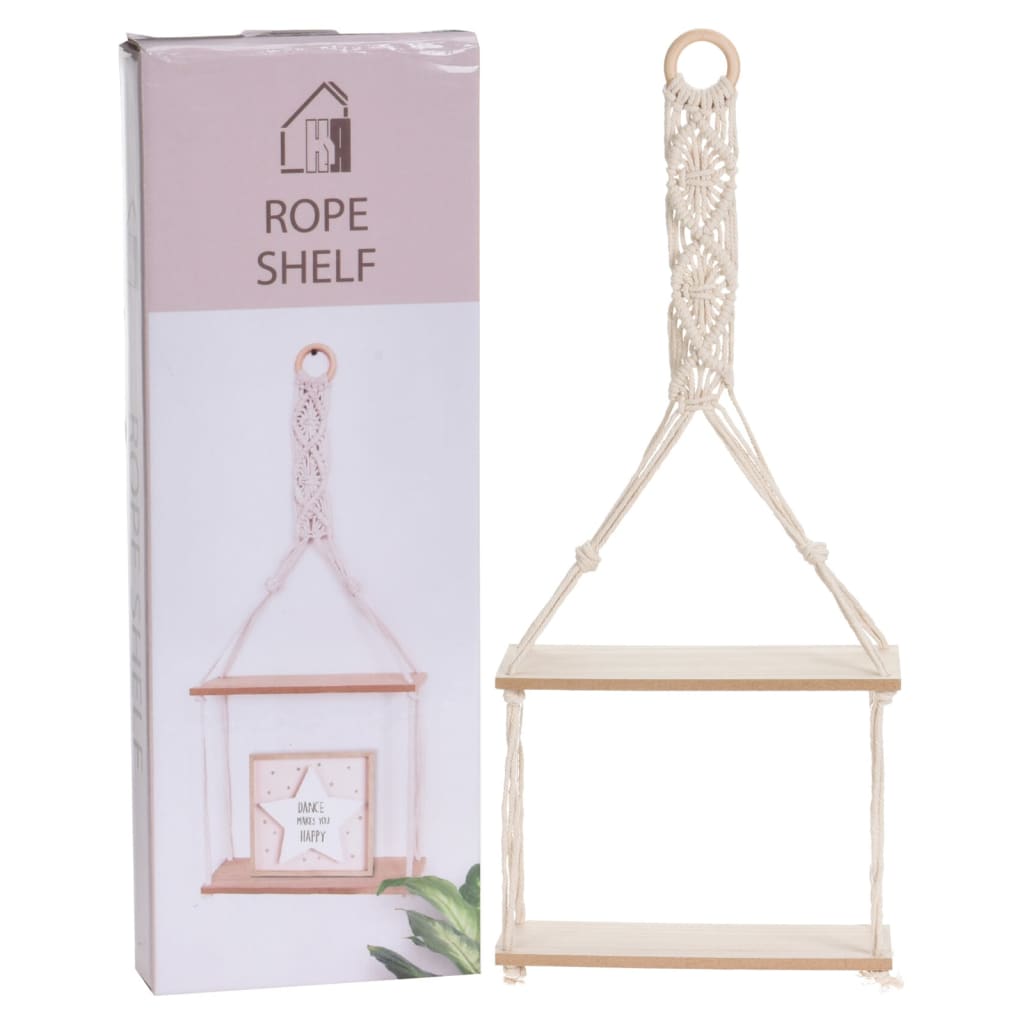 H&S Collection Hanging Shelf with Rope Decoration 30x10x66 cm