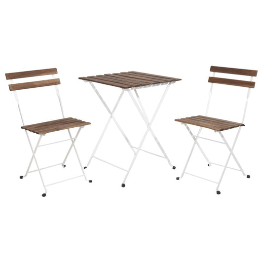 ProGarden 3 Pcs Bistro Set Matte White and Brown