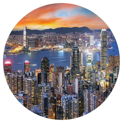 WallArt Wallpaper Circle Skyline by Night 142.5 cm